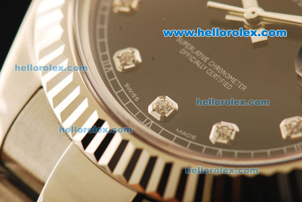Rolex Datejust II Rolex 3135 Automatic Movement Full Steel with Black Dial and Diamond Markers - Click Image to Close